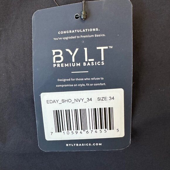 Bylt Mens Everyday Short Size 34 NWT Navy Blue 10" Inseam Stretch Athletic - Picture 3 of 11